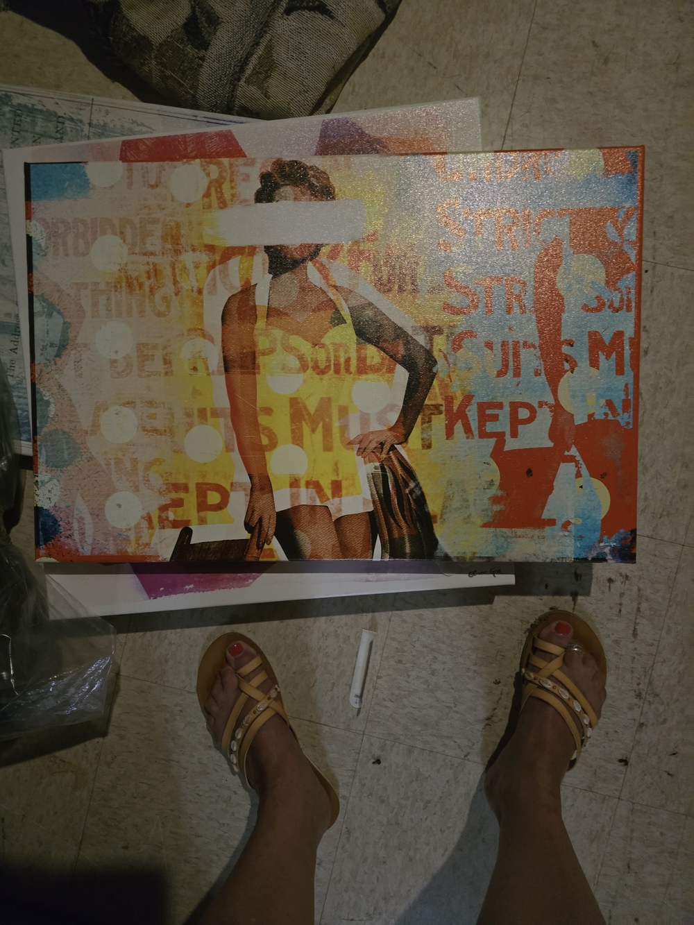 Abstract Retro Pin-Up Wall Art Print in Orange and Blue